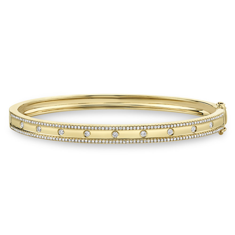 Diamond Accented Bangle Bracelet 14k Yellow Gold (0.62ct)