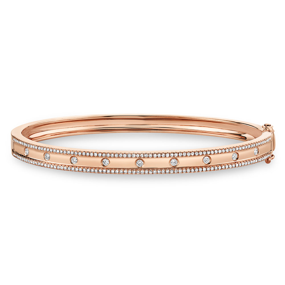Diamond Accented Bangle Bracelet 14k Rose Gold (0.62ct)