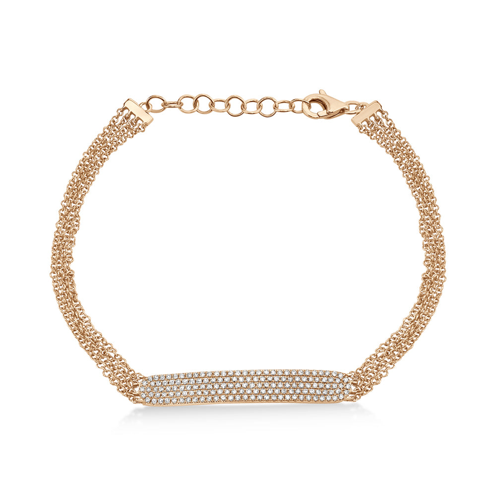 Diamond Pave Bar Link Bracelet 14k Rose Gold (0.39ct)