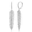 Diamond Accented Feather Huggie Drop Earrings 14k White Gold (0.60ct)
