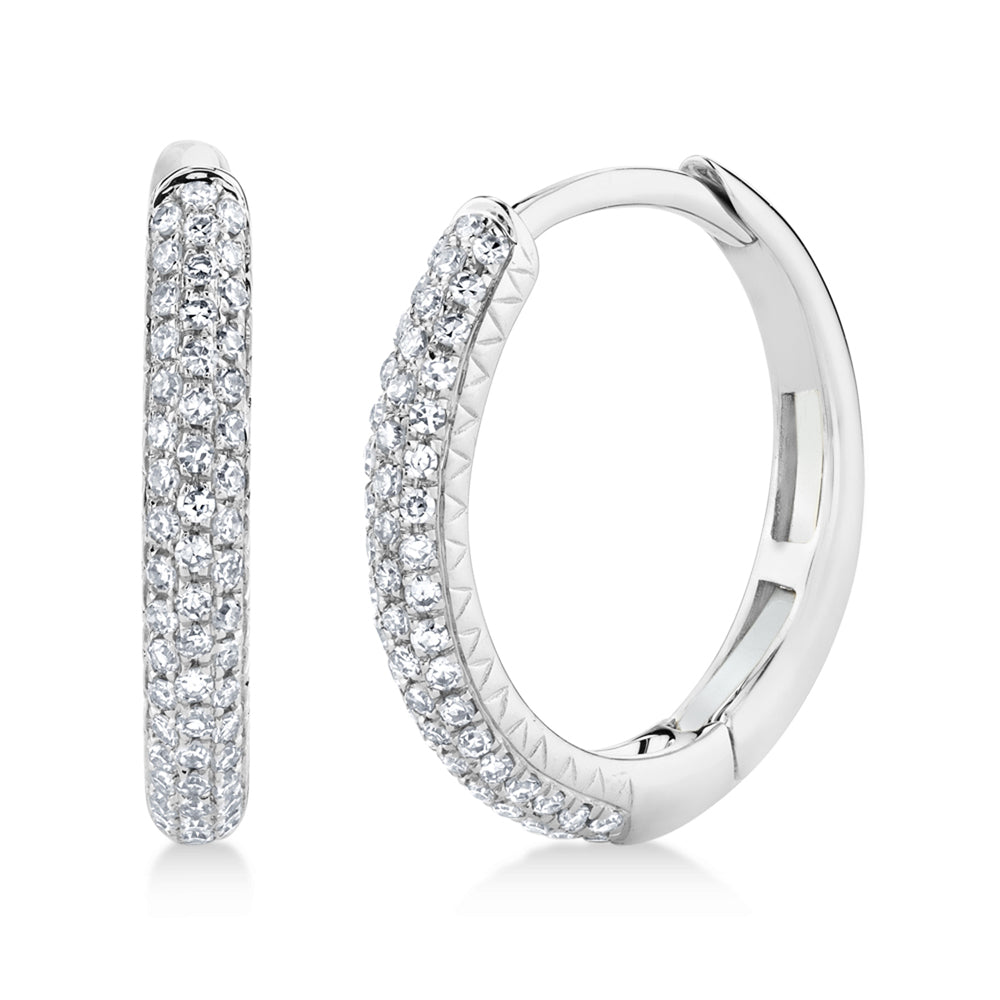 Diamond Pave Mini Hoop Earrings 14k White Gold (0.21ct)