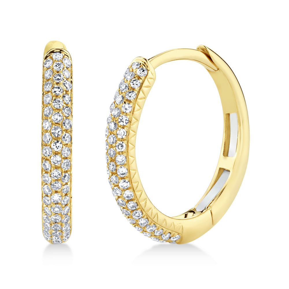 Diamond Pave Mini Hoop Earrings 14k Yellow Gold (0.21ct)