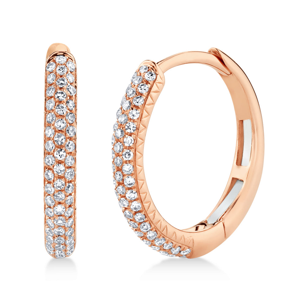 Diamond Pave Mini Hoop Earrings 14k Rose Gold (0.21ct)
