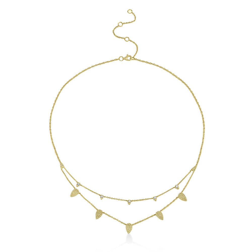 Diamond Layered Solitare Necklace 14k Yellow Gold (0.50ct)