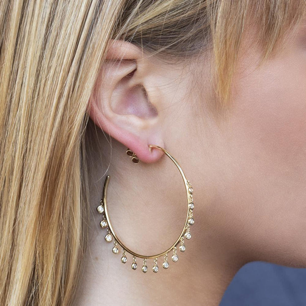 Diamond Shaker Hoop Earrings 14k Yellow Gold (0.90ct)