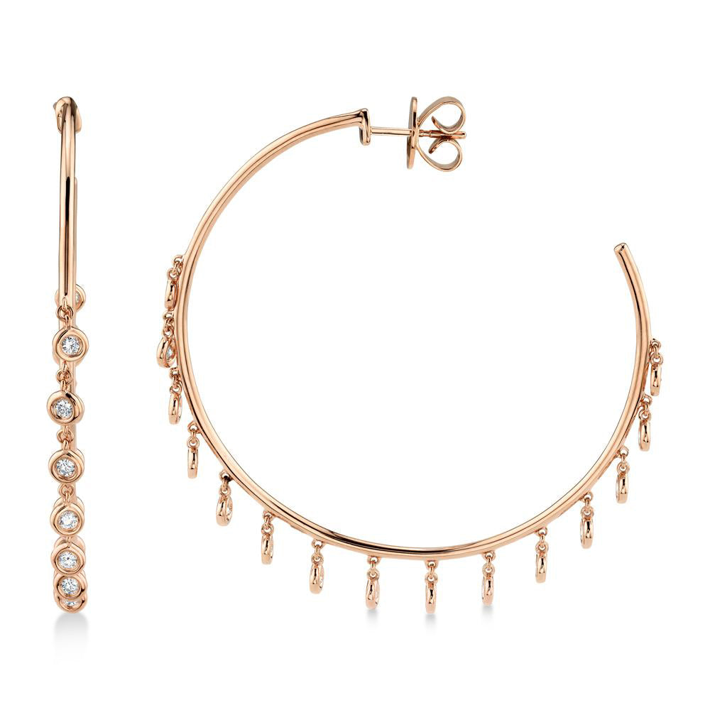 Diamond Shaker Hoop Earrings 14k Rose Gold (0.90ct)