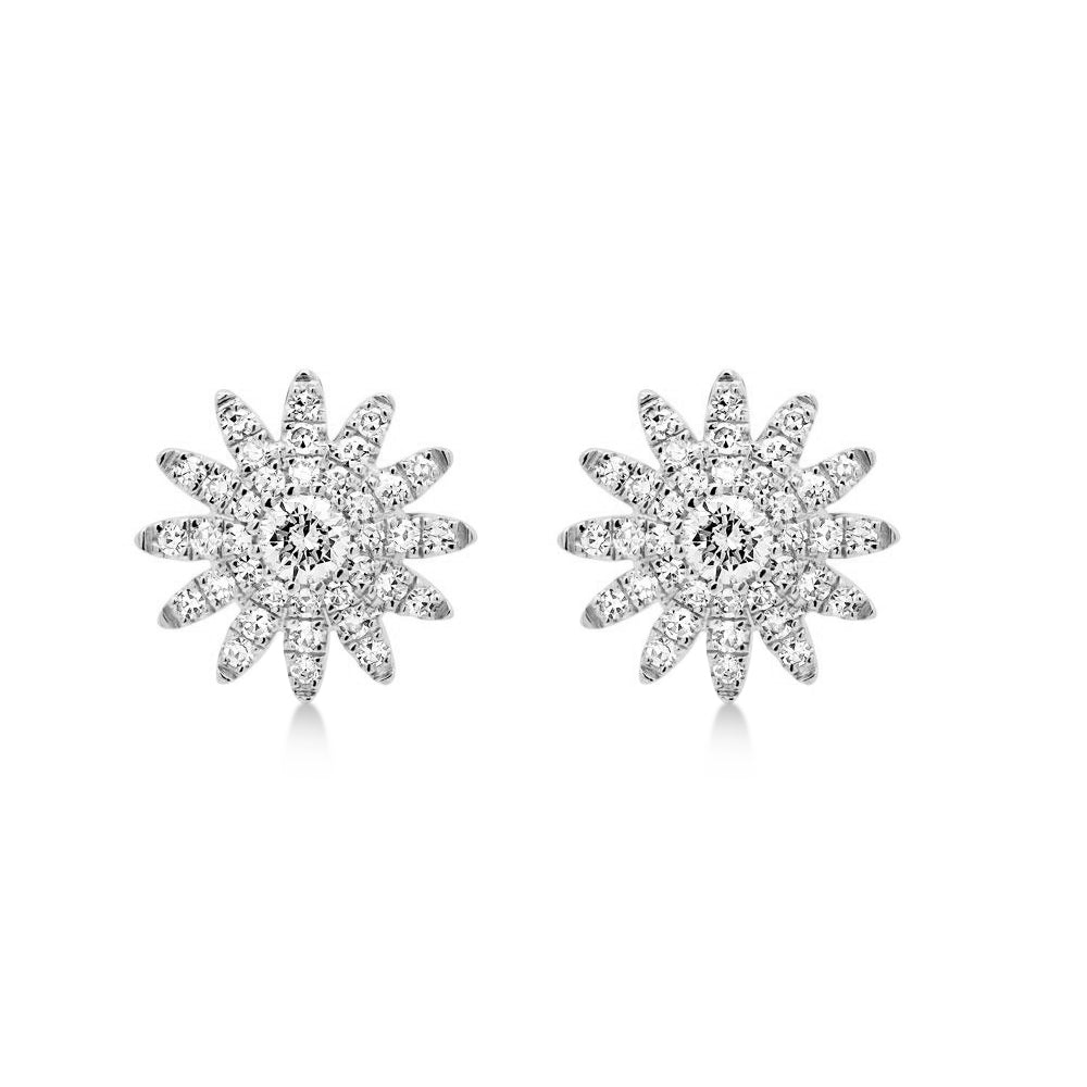 Diamond Starburst Stud Earrings 14k White Gold (0.24ct)