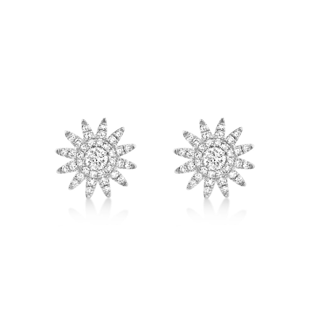 Diamond Starburst Stud Earrings 14k White Gold (0.24ct)