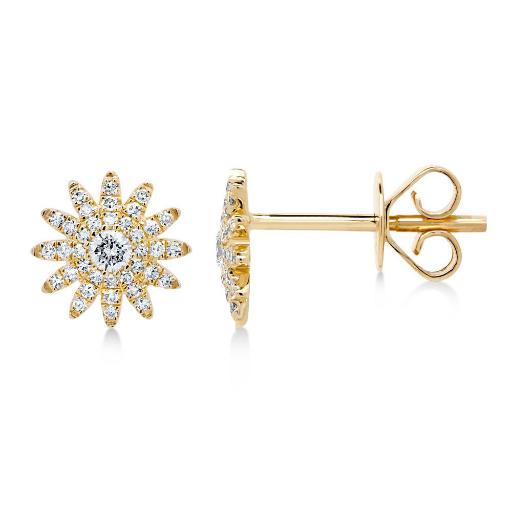 Diamond Starburst Stud Earrings 14k Yellow Gold (0.24ct)