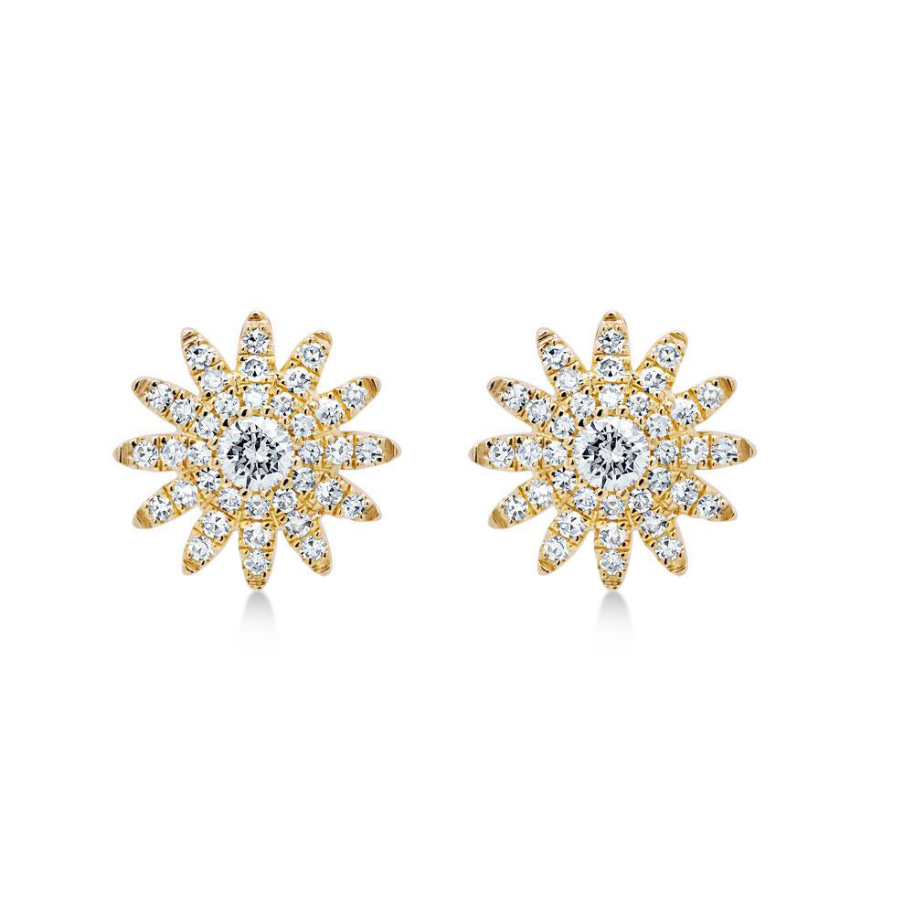Diamond Starburst Stud Earrings 14k Yellow Gold (0.24ct)