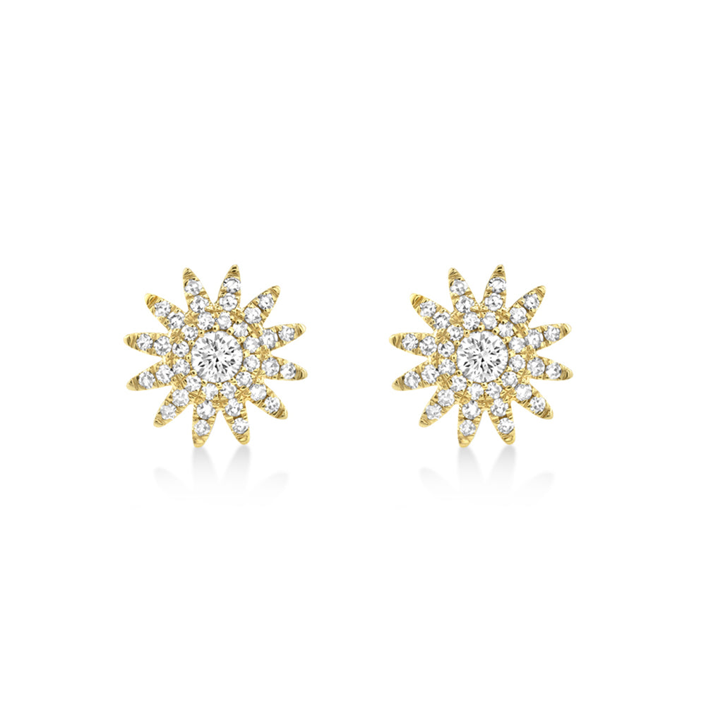 Diamond Starburst Stud Earrings 14k Yellow Gold (0.24ct)