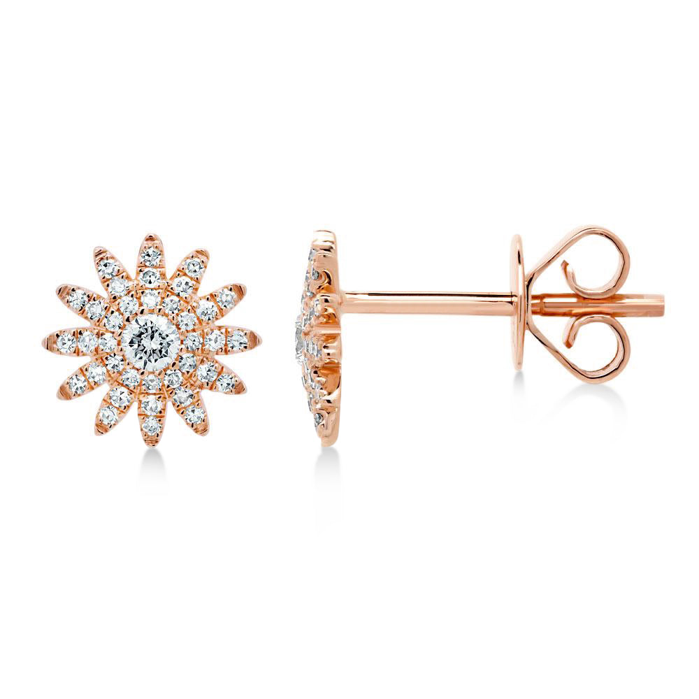 Diamond Starburst Stud Earrings 14k Rose Gold (0.24ct)