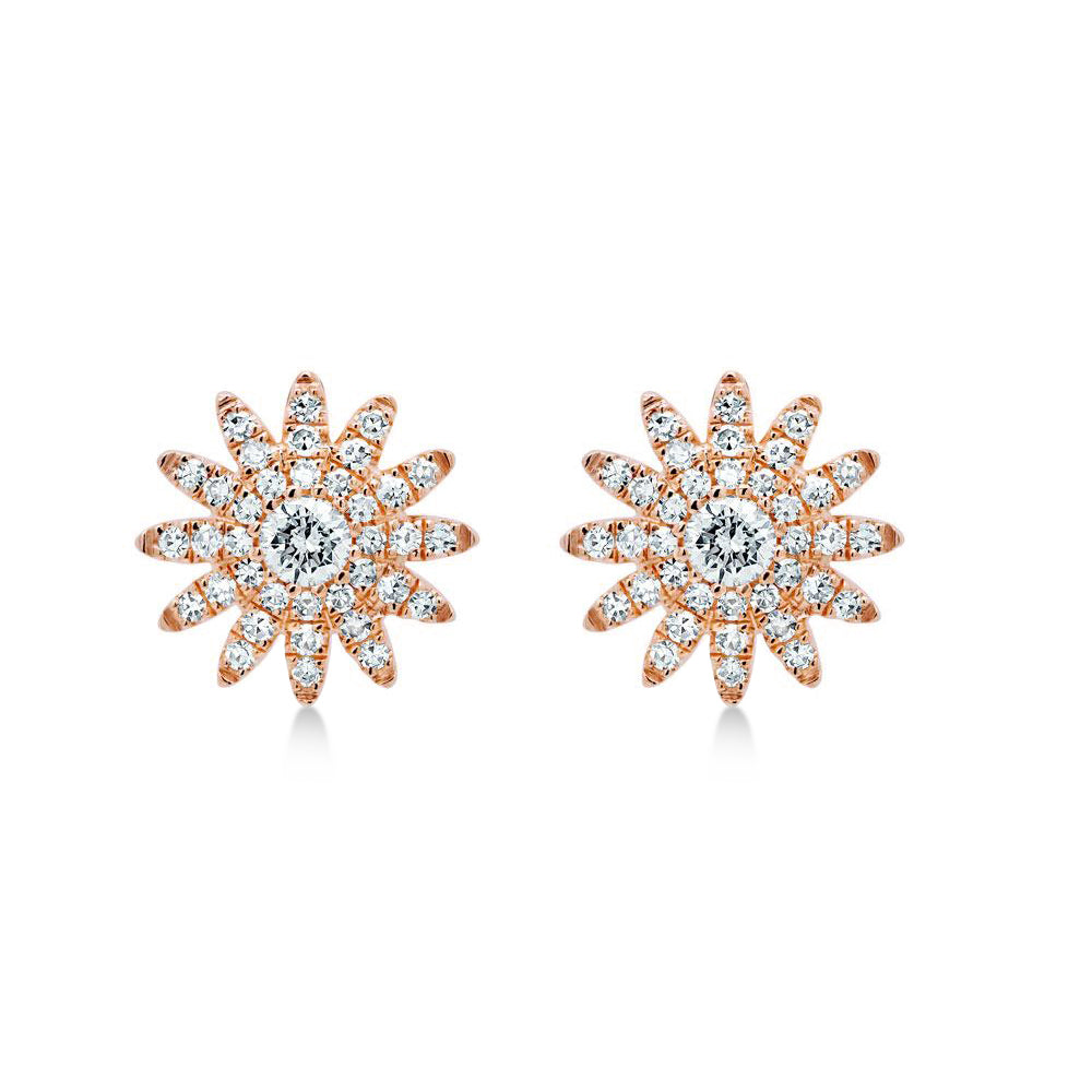 Diamond Starburst Stud Earrings 14k Rose Gold (0.24ct)