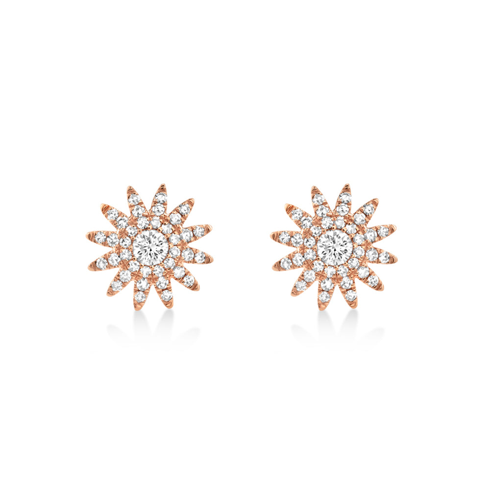 Diamond Starburst Stud Earrings 14k Rose Gold (0.24ct)