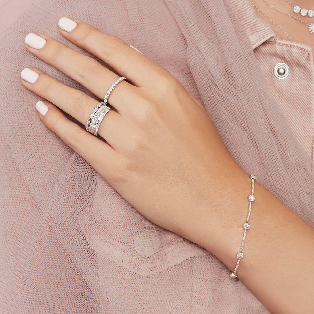 Diamond Baguette Wedding Band 14k White Gold (0.55ct)