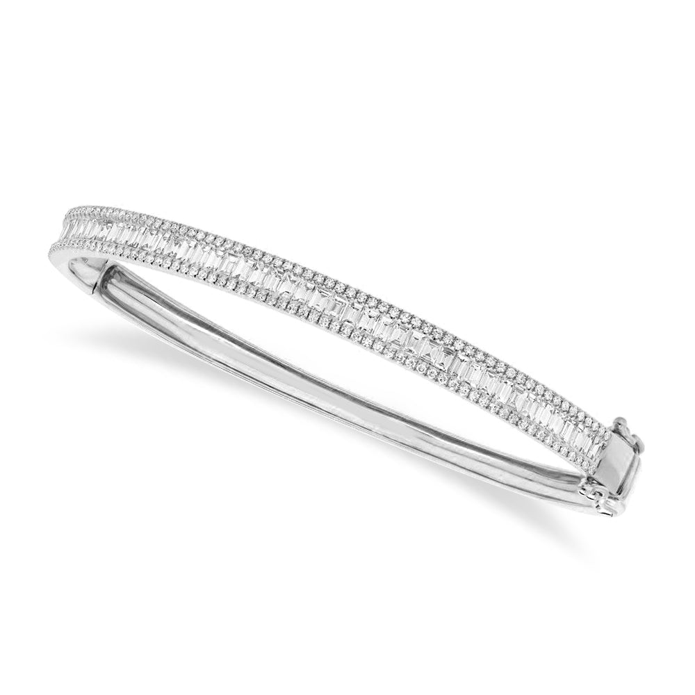 Baguette Diamond Channel Set Bangle Bracelet 14k White Gold (1.74ct)