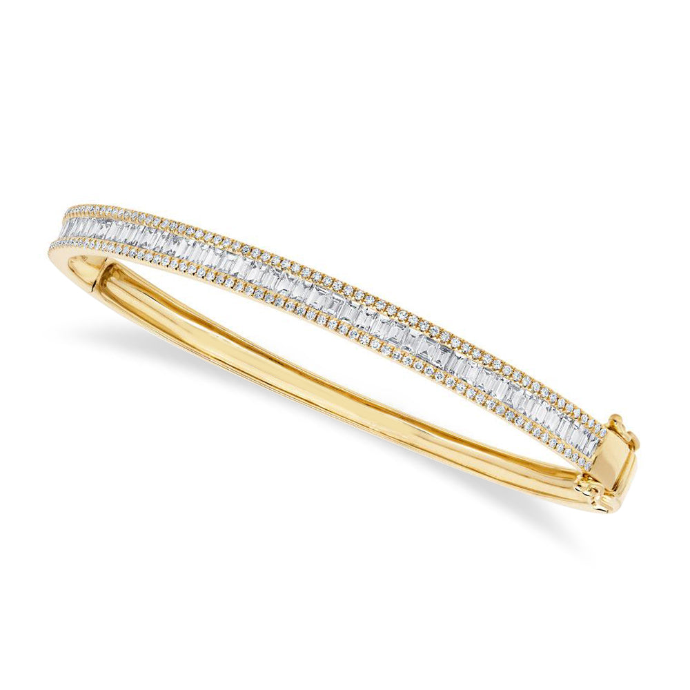Baguette Diamond Channel Set Bangle Bracelet 14k Yellow Gold (1.74ct)