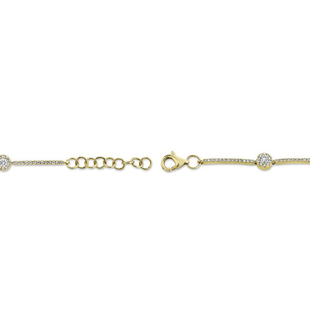 Diamond Halo Style Link Bracelet 14k Yellow Gold (0.88ct)