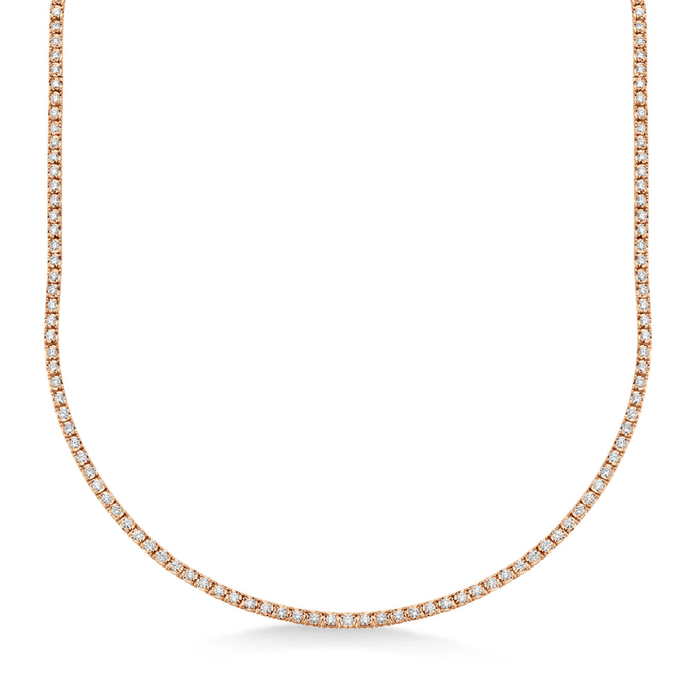 Diamond Tennis Necklace 14k Rose Gold (3.96ct)