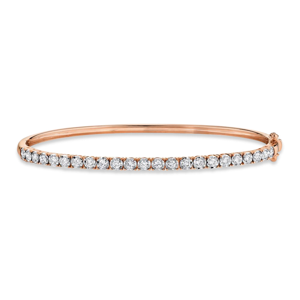 Diamond Bangle Bracelet 14k Rose Gold (0.69ct)