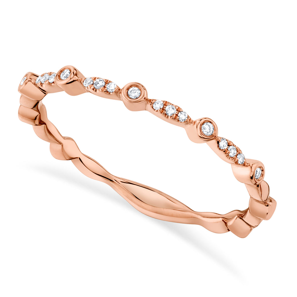 Diamond Accented Antique Style Ring Band 14k Rose Gold (0.06ct)