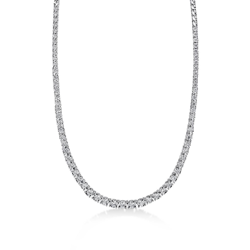 Graduated Diamond Tennis Necklace 14k White Gold (4.39ct)