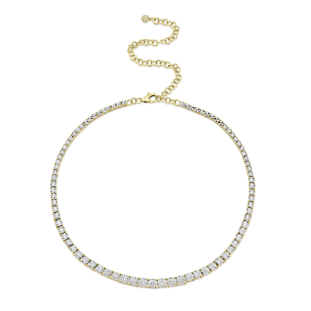 Graduated Diamond Tennis Necklace 14k Yellow Gold (4.39ct)