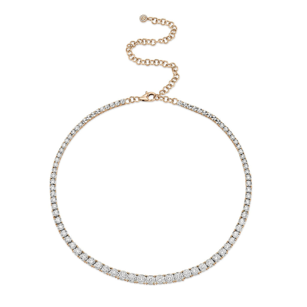 Graduated Diamond Tennis Necklace 14k Rose Gold (4.39ct)