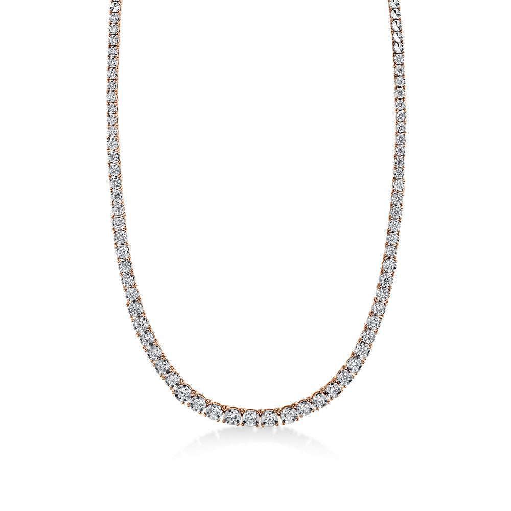 Graduated Diamond Tennis Necklace 14k Rose Gold (4.39ct)
