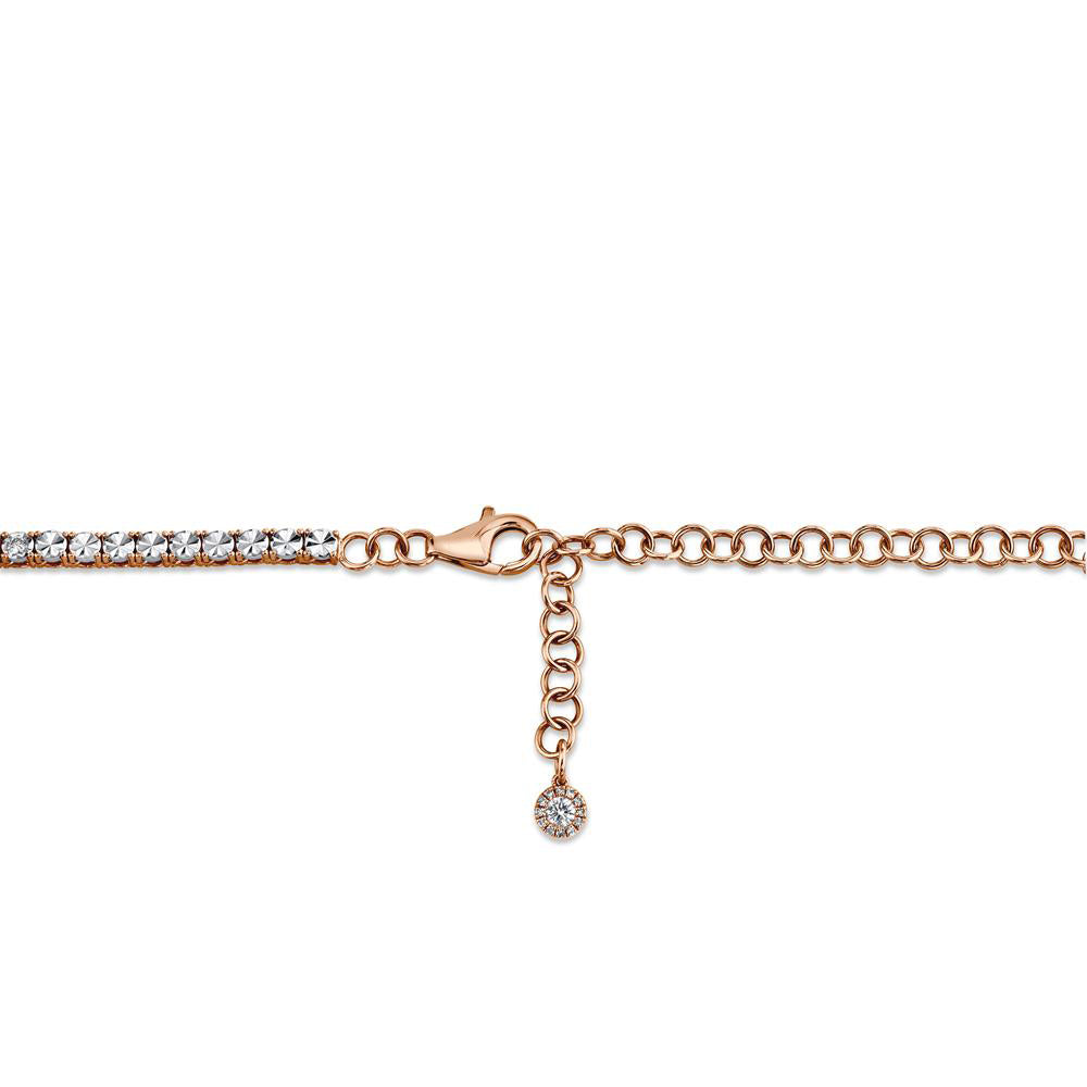 Graduated Diamond Tennis Necklace 14k Rose Gold (4.39ct)