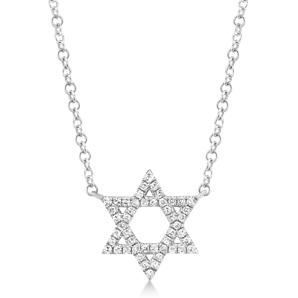 Diamond Star of David Pendant Necklace 14k White Gold (0.11ct)
