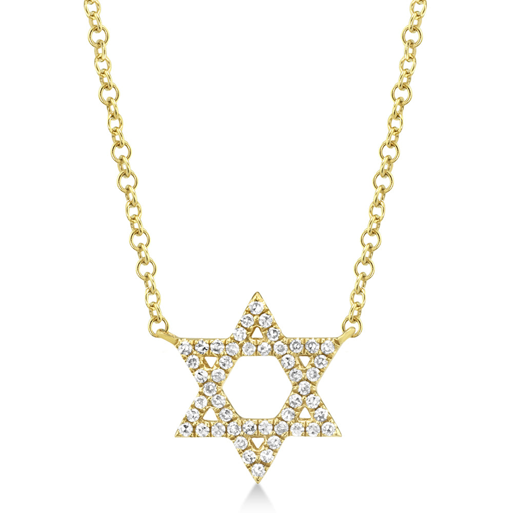Diamond Star of David Pendant Necklace 14k Yellow Gold (0.11ct)