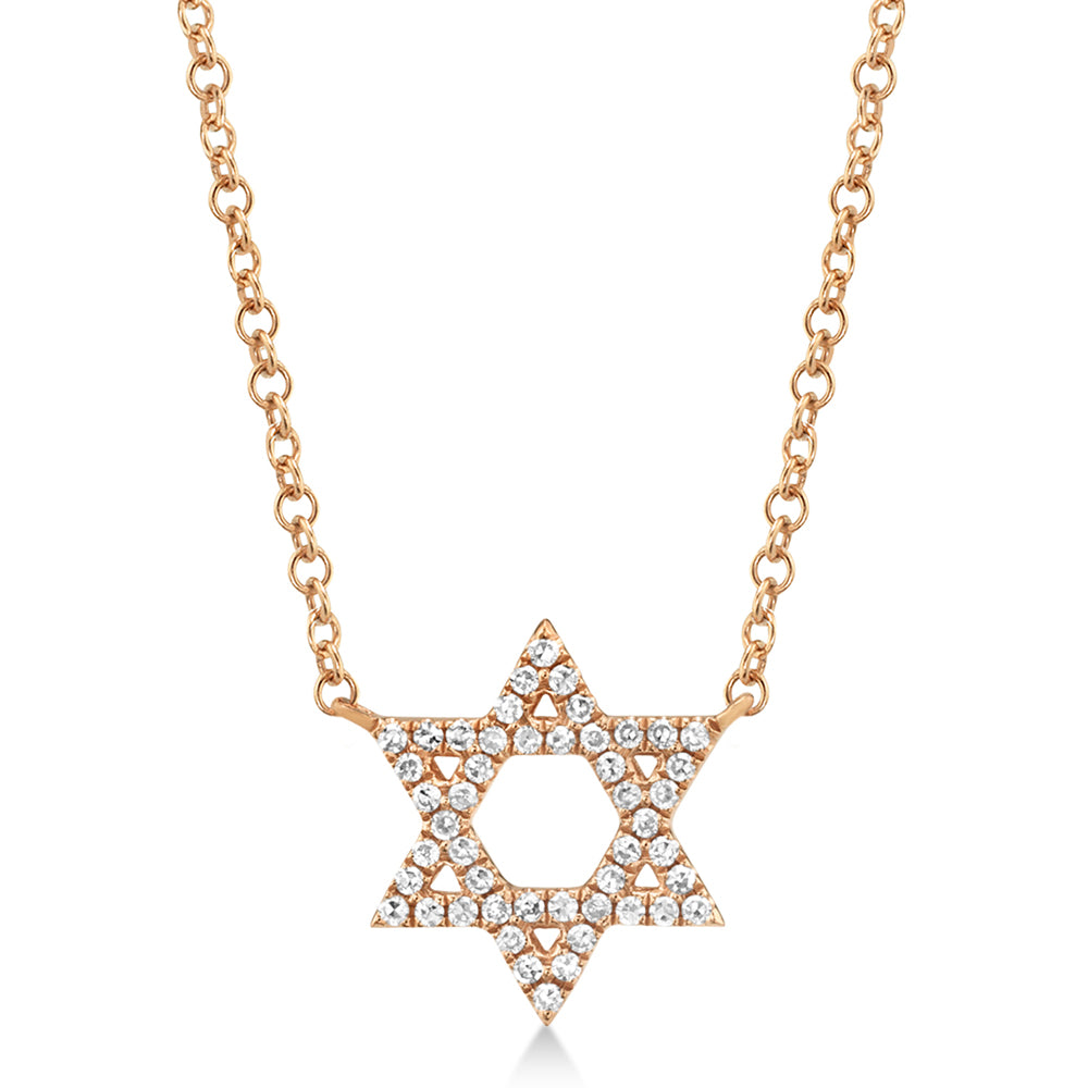 Diamond Star of David Pendant Necklace 14k Rose Gold (0.11ct)