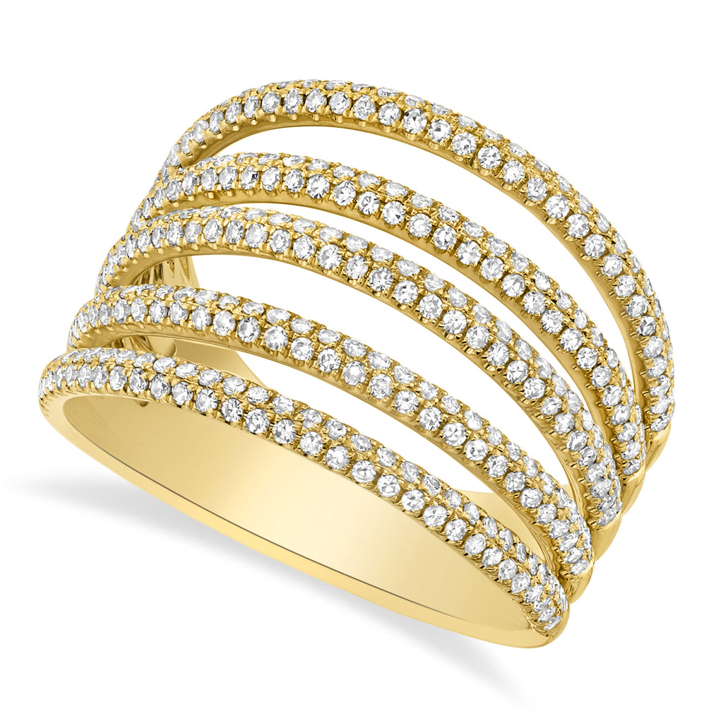 Diamond Pave Bridge Ring 14k Yellow Gold (0.83ct)