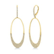 Diamond Pave Oval Huggie Drop Earrings 14k Yellow Gold (0.85ct)