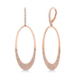 Diamond Pave Oval Huggie Drop Earrings 14k Rose Gold (0.85ct)