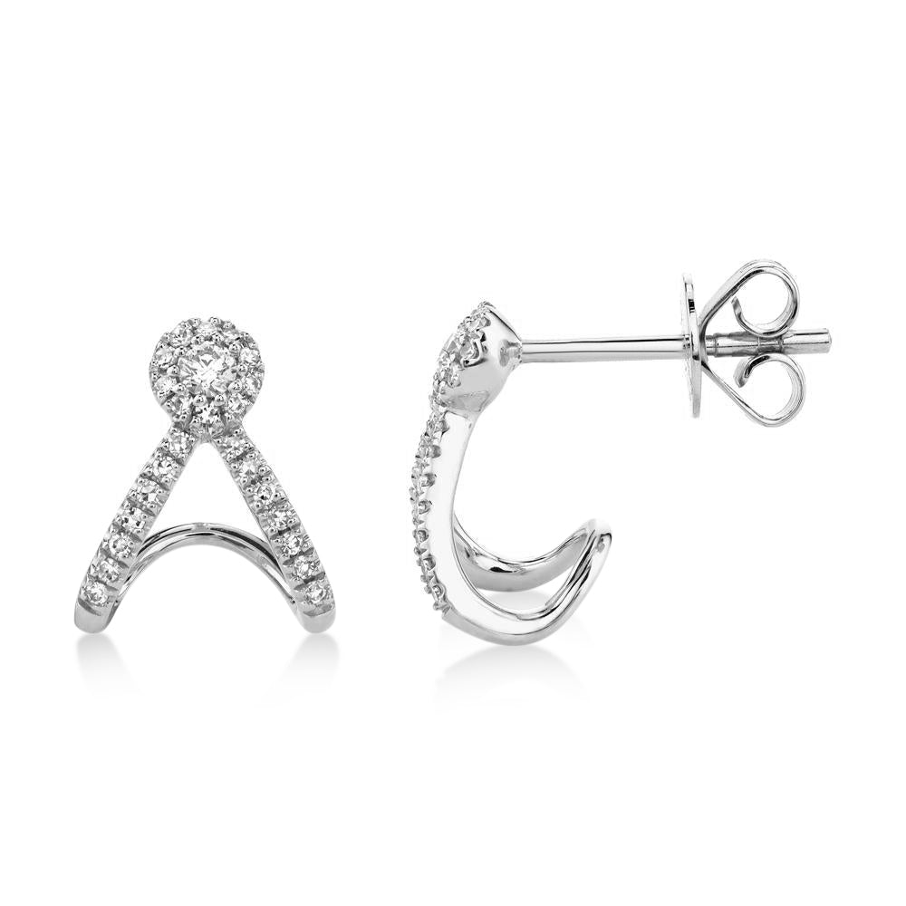 Diamond Halo Style Abstract Earrings 14k White Gold (0.20ct)
