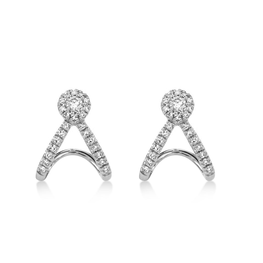 Diamond Halo Style Abstract Earrings 14k White Gold (0.20ct)