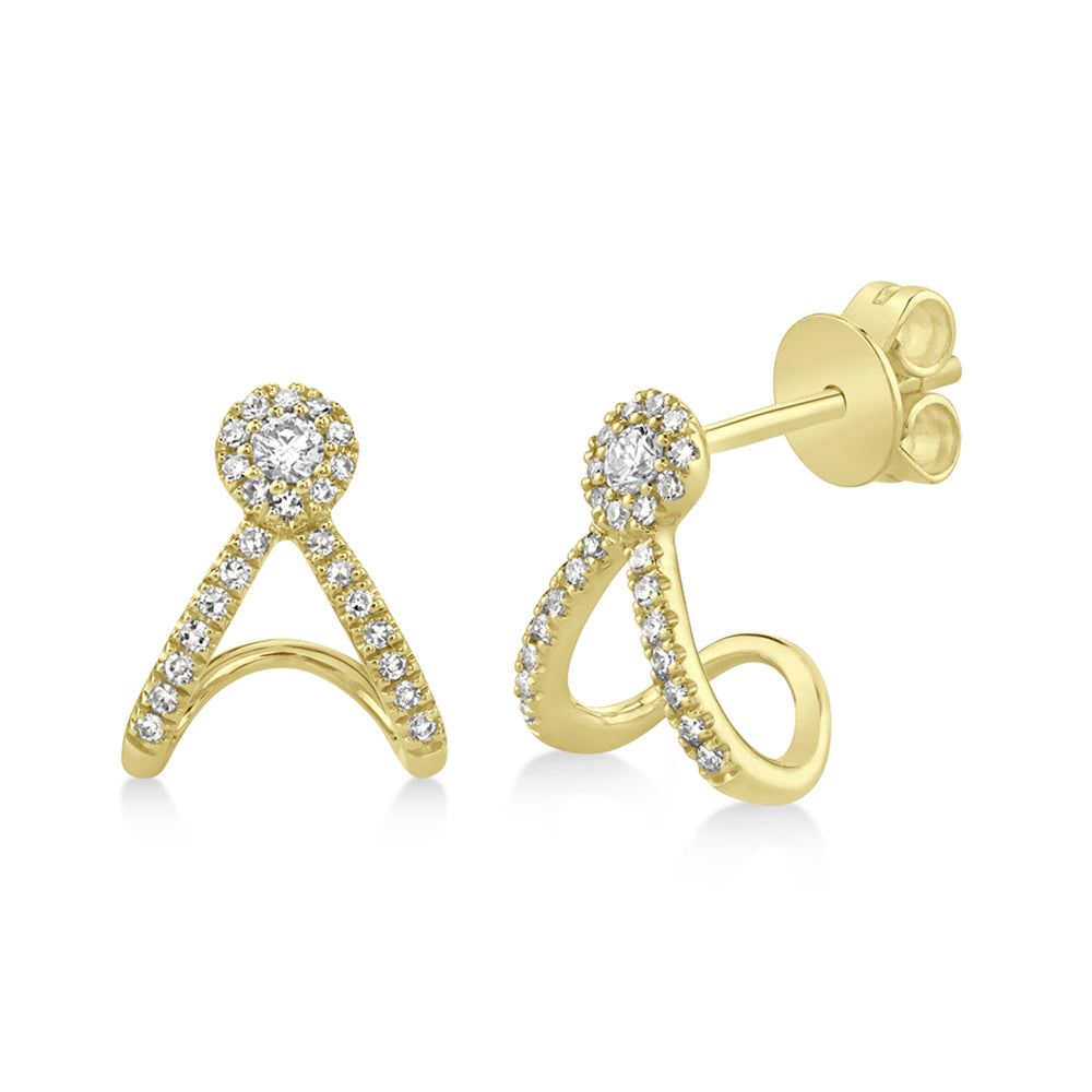 Diamond Halo Style Abstract Earrings 14k Yellow Gold (0.20ct)