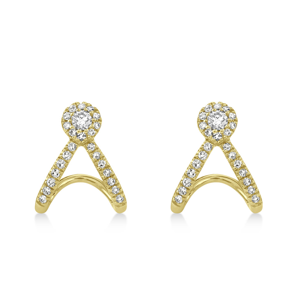 Diamond Halo Style Abstract Earrings 14k Yellow Gold (0.20ct)