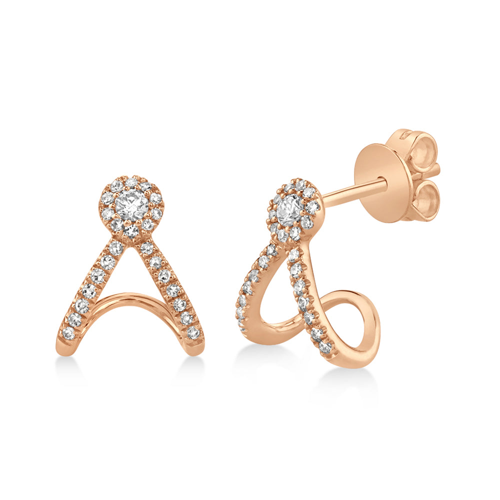 Diamond Halo Style Abstract Earrings 14k Rose Gold (0.20ct)