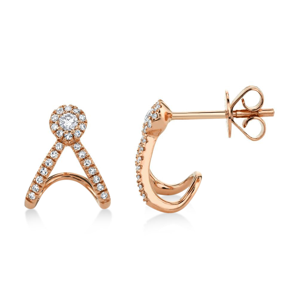 Diamond Halo Style Abstract Earrings 14k Rose Gold (0.20ct)