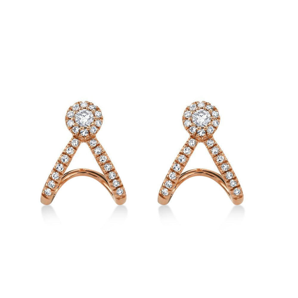Diamond Halo Style Abstract Earrings 14k Rose Gold (0.20ct)