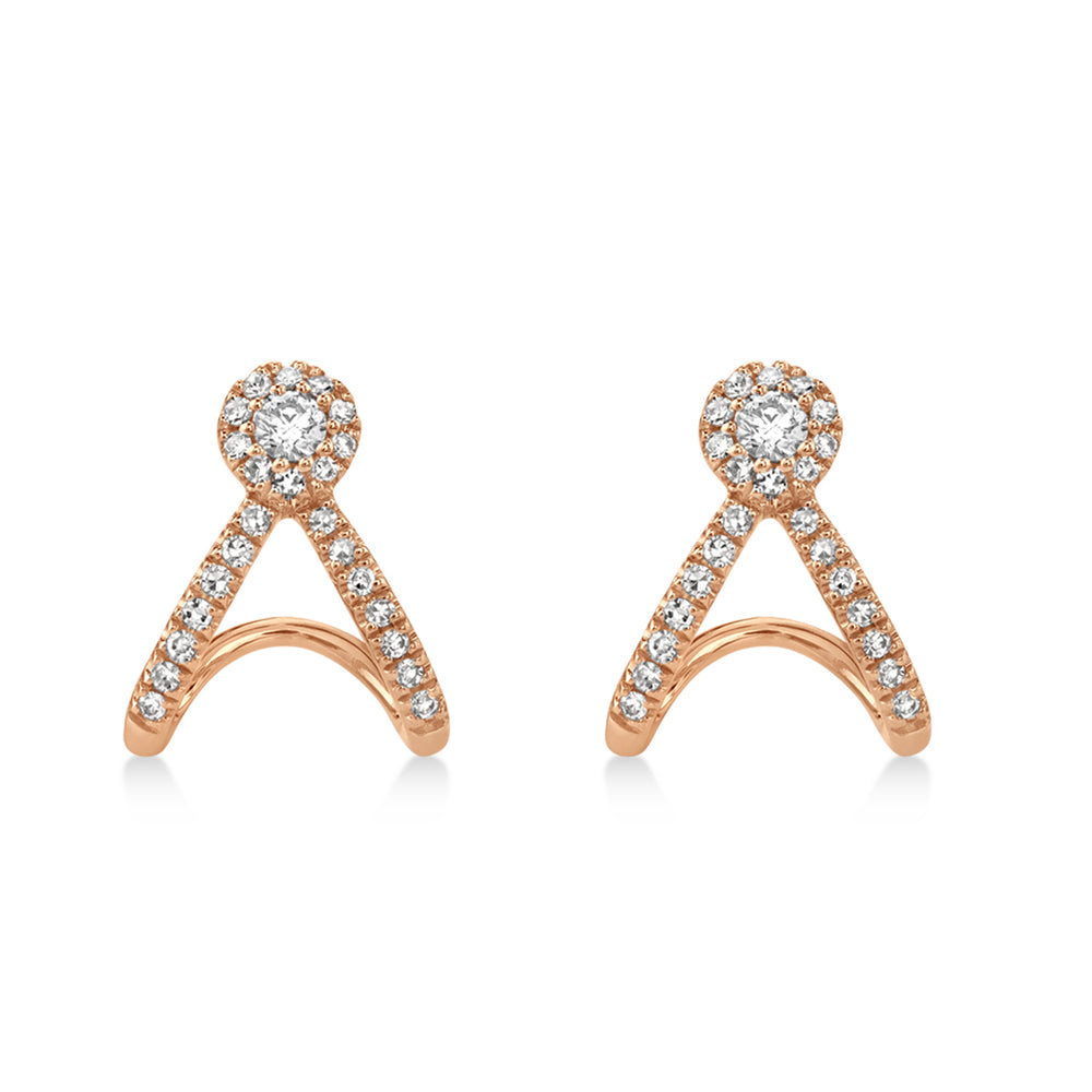 Diamond Halo Style Abstract Earrings 14k Rose Gold (0.20ct)