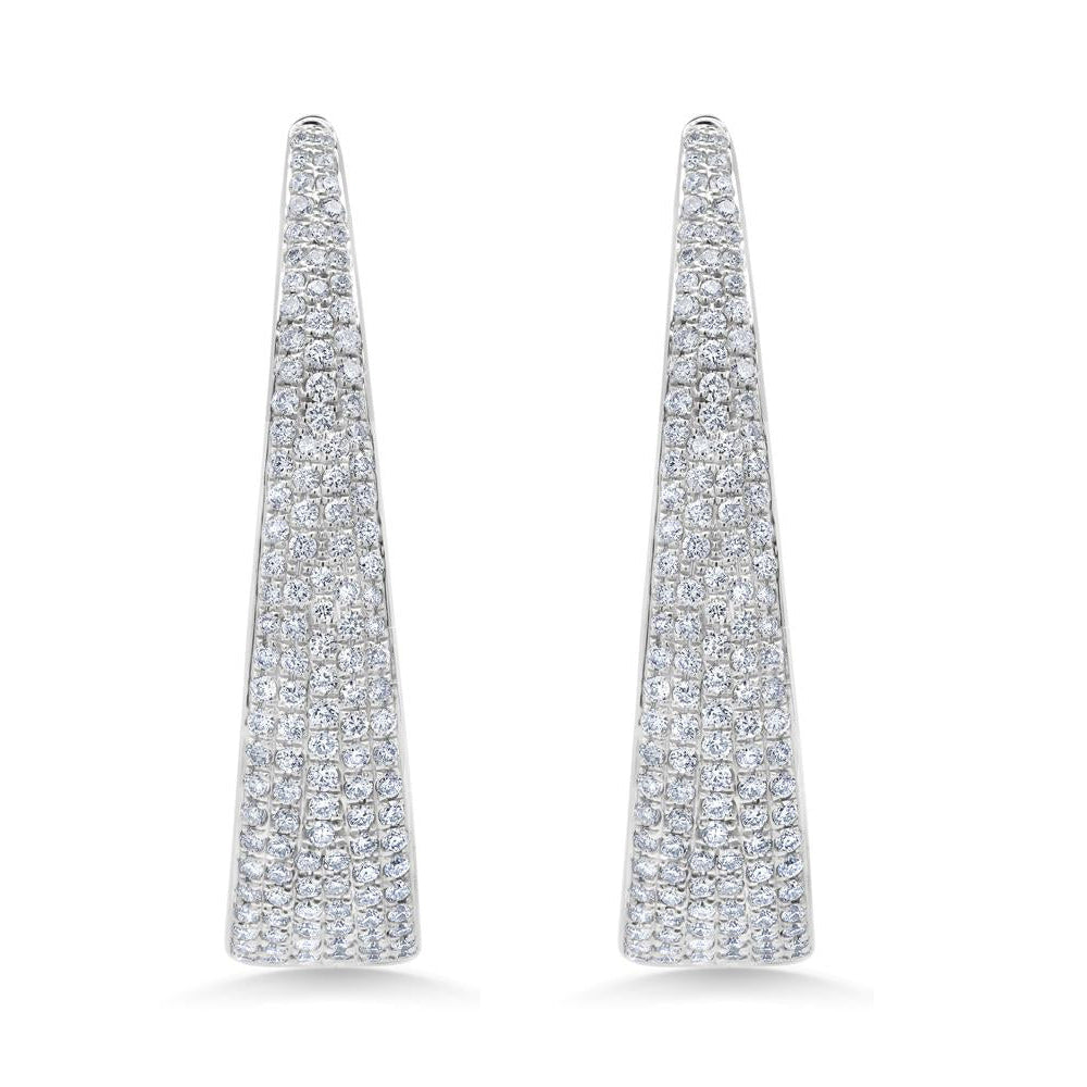 Diamond Multi-Row Pave Oval Hoop Earring 14K White Gold (1.73ct)