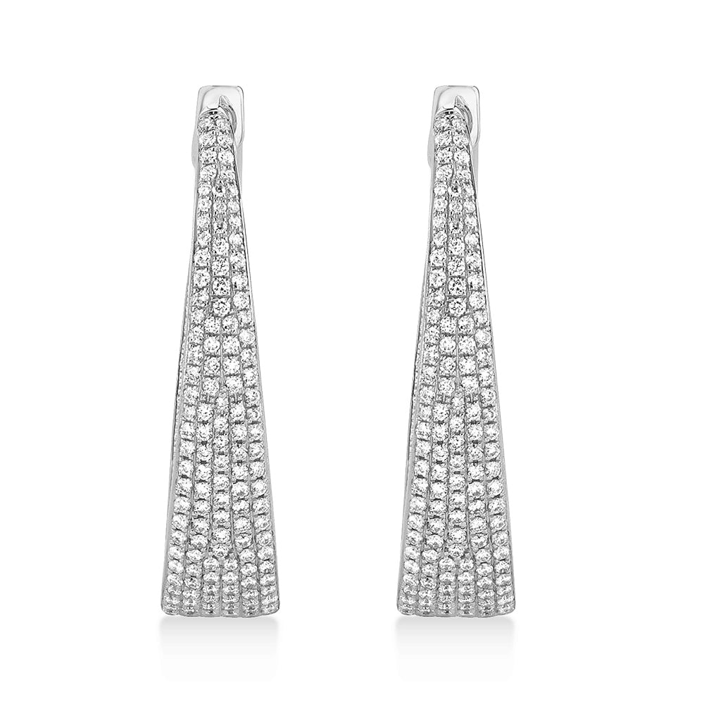 Diamond Multi-Row Pave Oval Hoop Earring 14K White Gold (1.73ct)