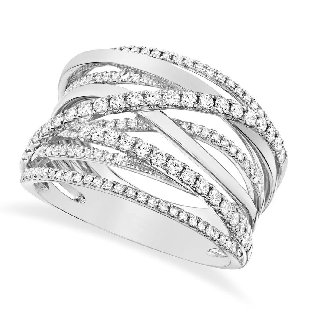 Diamond Bridge Cigar Ring 14k White Gold (0.62ct)