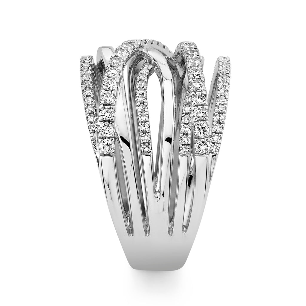 Diamond Bridge Cigar Ring 14k White Gold (0.62ct)