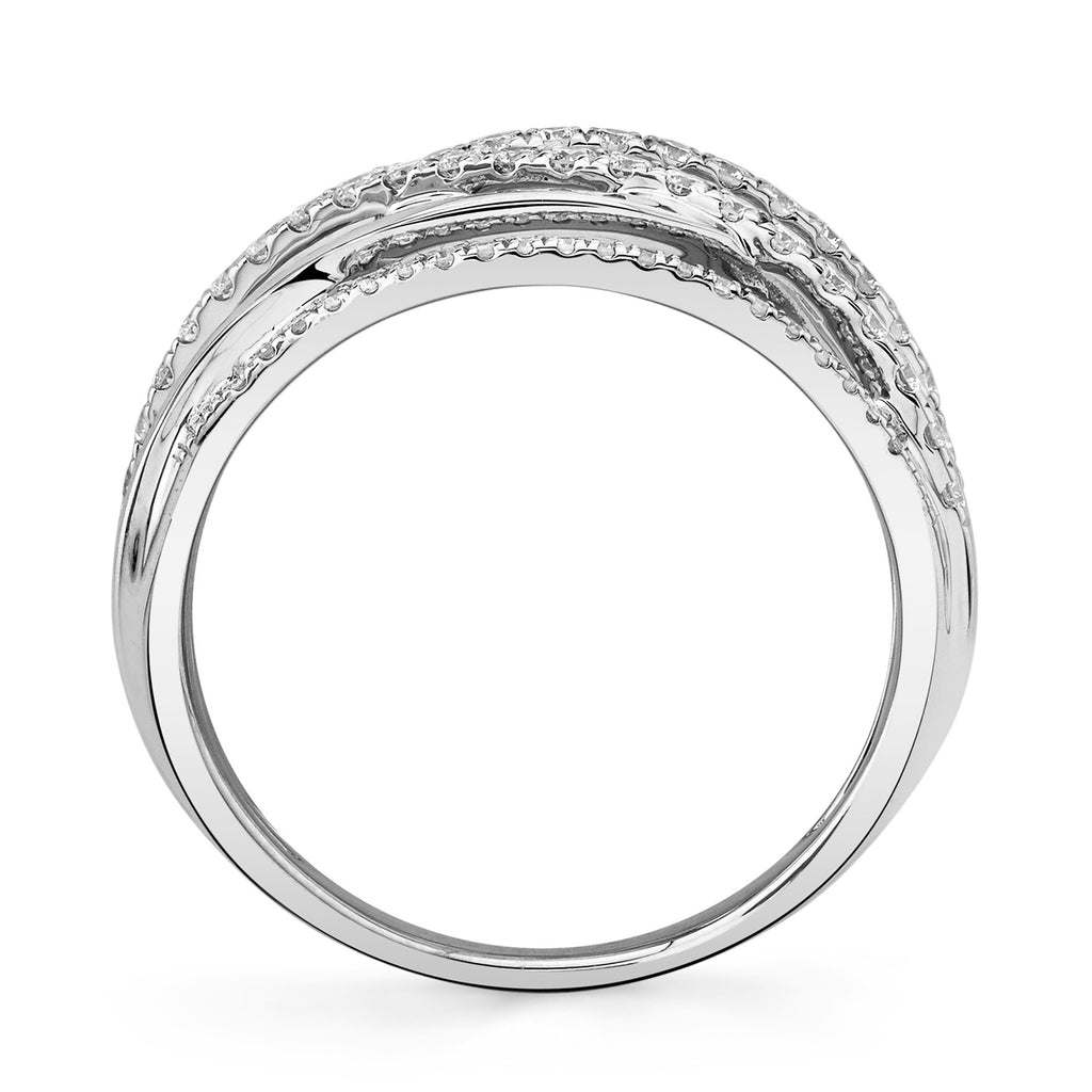 Diamond Bridge Cigar Ring 14k White Gold (0.62ct)