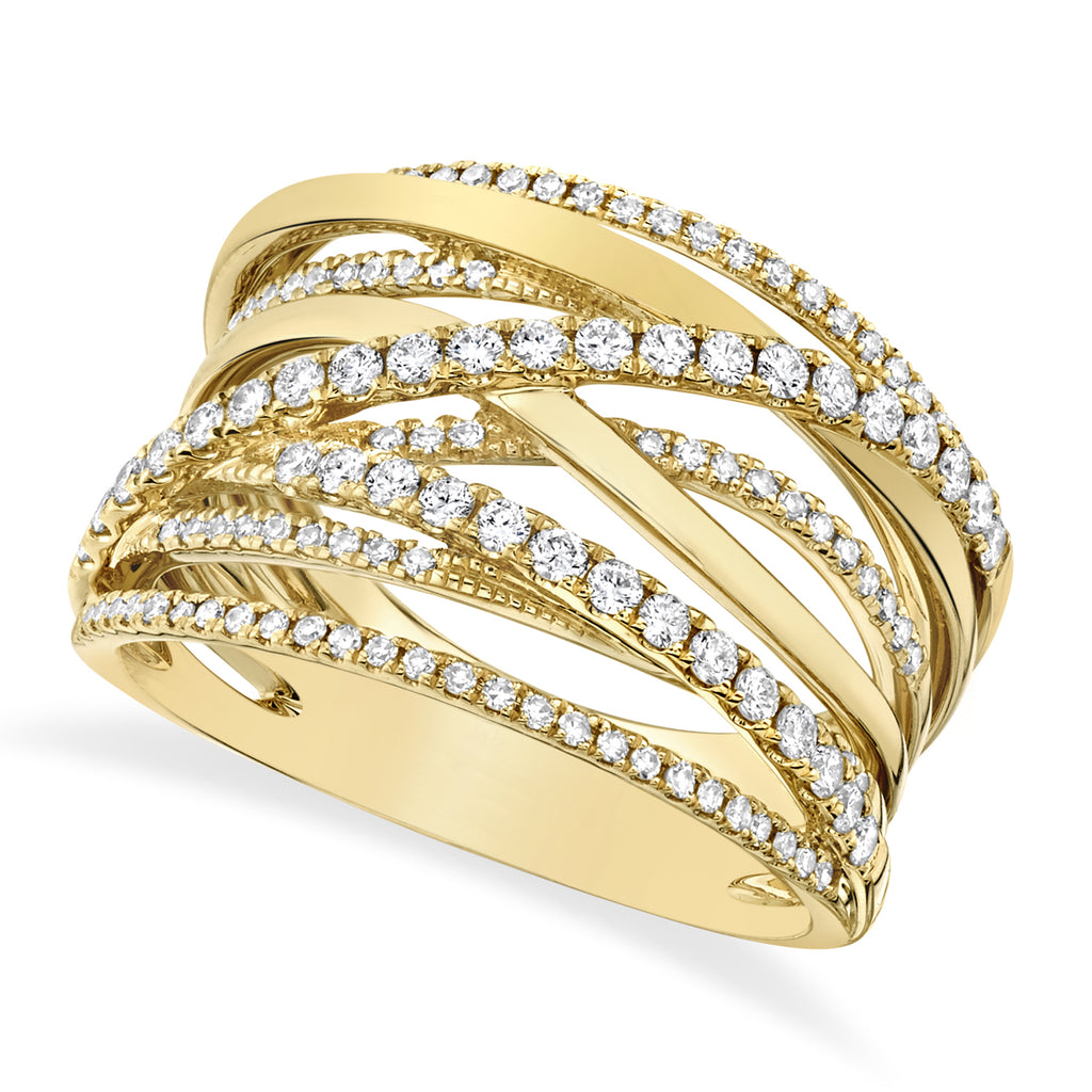 Diamond Bridge Cigar Ring 14k Yellow Gold (0.62ct)